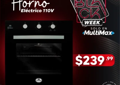 Horno Eléctrico 110V / Vidrio Templado / Negro